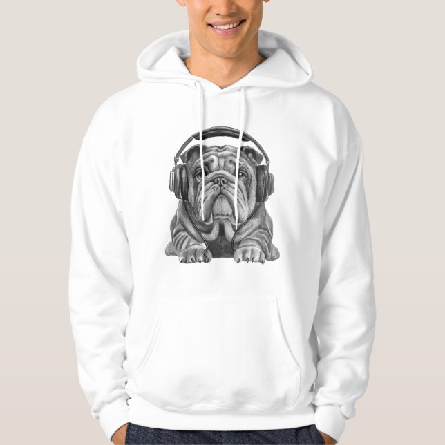 Veste À Capuche Mignonne bulldog anglais avec casque (Devant)