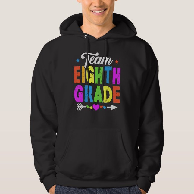 Veste À Capuche Mignonne Equipe De 8E Année Enseignant Enfants Ret (Devant)