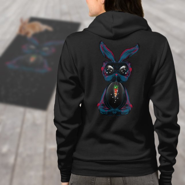 Veste À Capuche Mignonne lapin aux yeux de lumière dans Yoga Pose  (Créateur téléchargé)