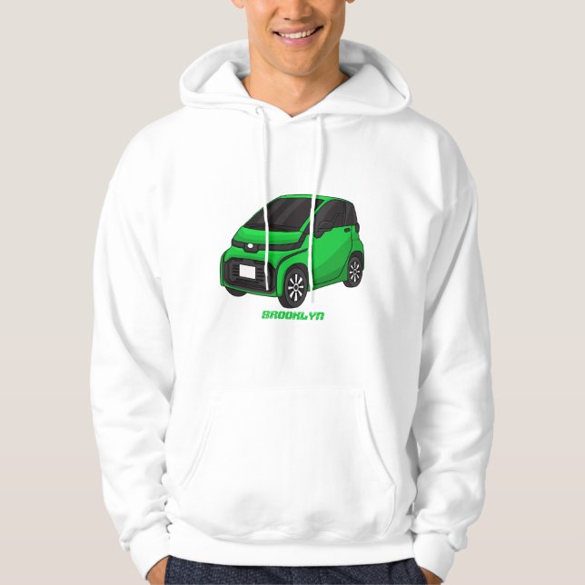 Veste À Capuche Mignonne micro-voiture verte (Devant)