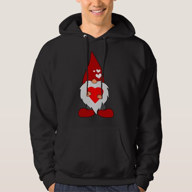 Veste À Capuche Mignonne Valentines Jour Gnome Avec L'Amour Rouge  (Devant)
