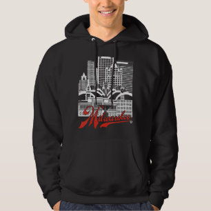 Veste À Capuche Milwaukee Skyline carré blanc+rouge sur noir