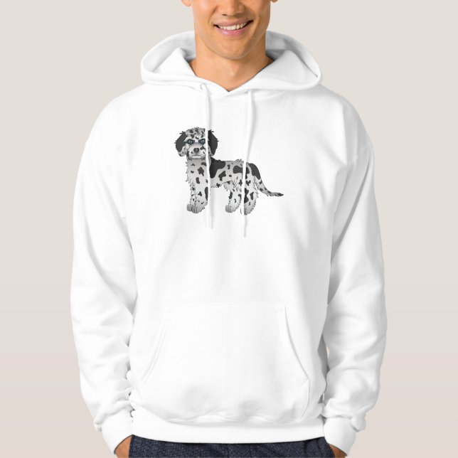 Veste À Capuche Mini Goldendoodle Merle Bleu Chien de Dessin Animé (Devant)
