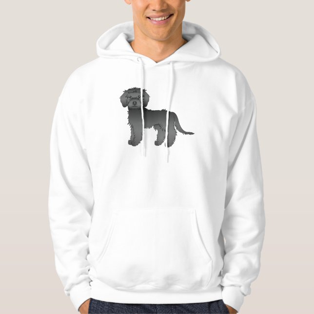 Veste À Capuche Mini Goldendoodle noir mignon chien de dessin anim (Devant)