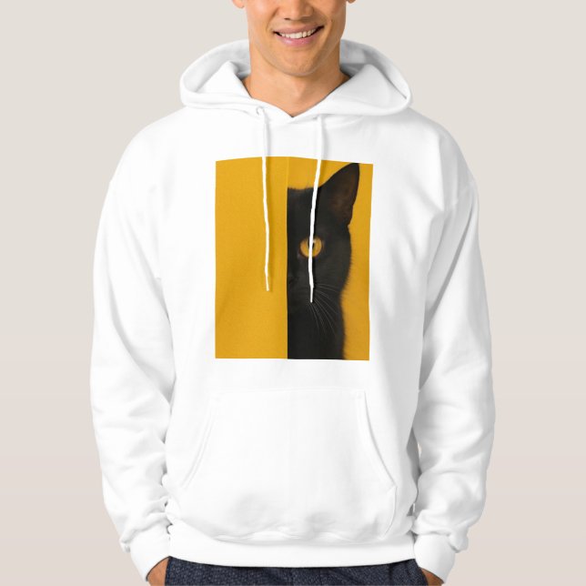 Veste À Capuche Minimalist Half-Cat Art Hoodie (Devant)