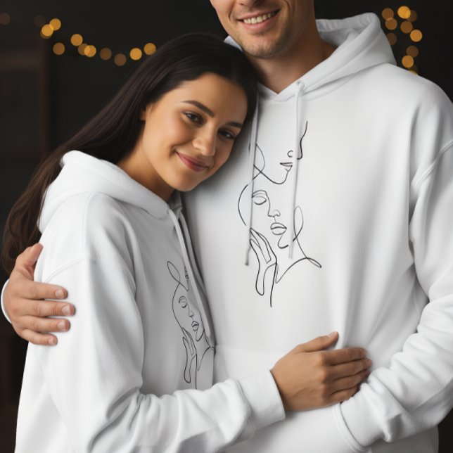 Veste À Capuche Minimalist Romantic Line Art Couple Hoodie (Créateur téléchargé)