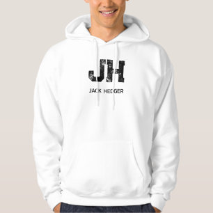 VESTE À CAPUCHE MINIMALISTE NOIR MONOGRAMME À DEUX LETTRES NOM BLA