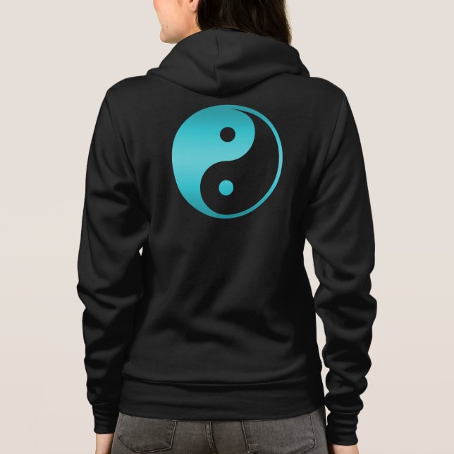 Veste À Capuche Modèle bleu turquoise d'illustration de Yin Yang (Dos)