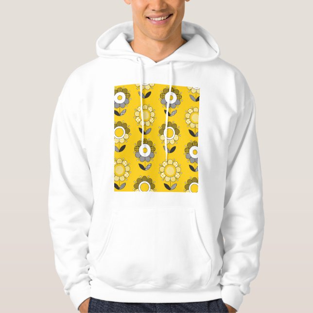 Veste À Capuche Modèle floral jaune simple (Devant)