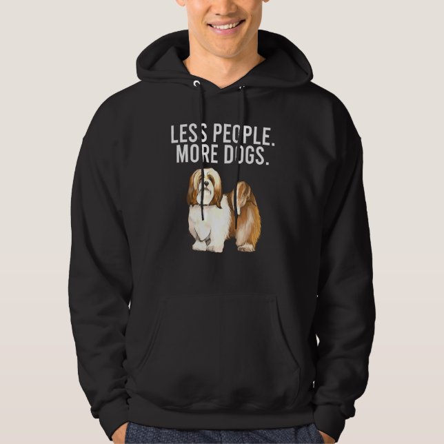Veste À Capuche Moins de gens Plus de chiens Lhasa Apsos Introvert (Devant)