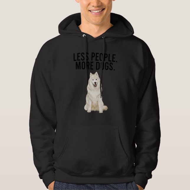 Veste À Capuche Moins de Personnes Plus de Chiens Samoyed  Introve (Devant)
