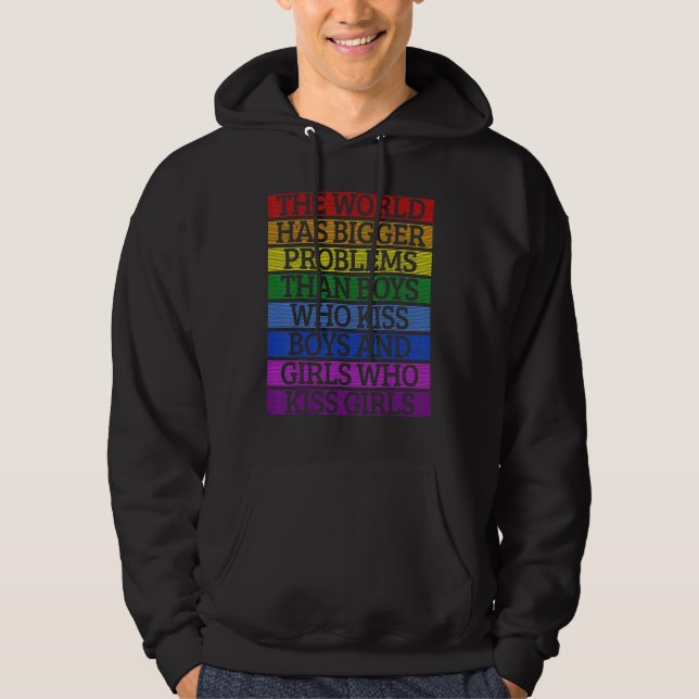 Veste À Capuche Mois gay pride Lgbt Le Monde A De Plus Gros Problè (Devant)