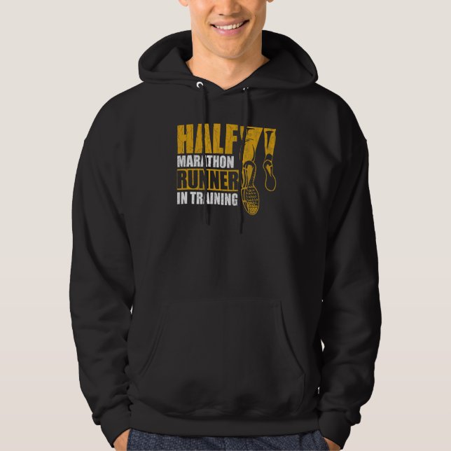 Veste À Capuche Moitié Marathon Coureur En Formation Citation Pour (Devant)