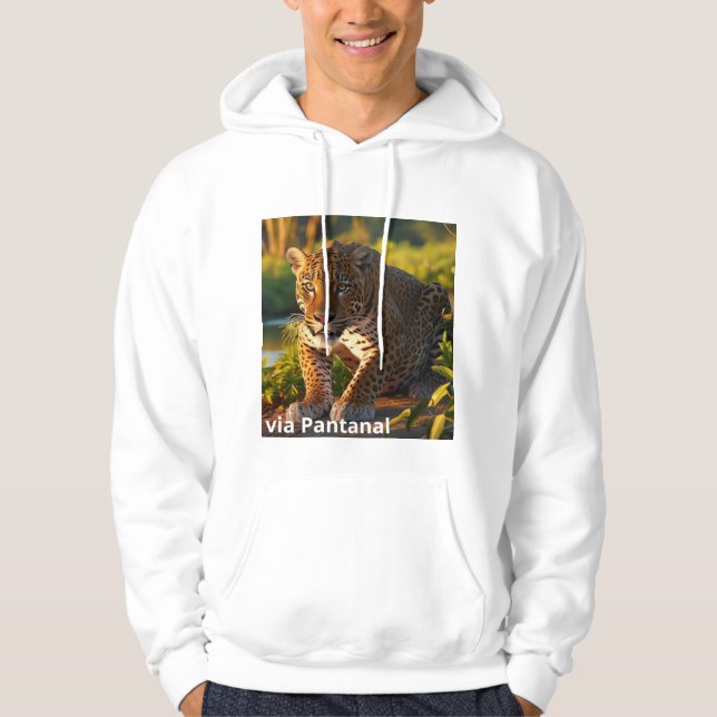 Veste À Capuche Moletom Masculino Básico com Capuz Onça Pintada (Devant)