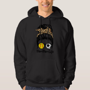 Veste À Capuche Mommom Life Messy Bun Hair Funny Soccer Softball M