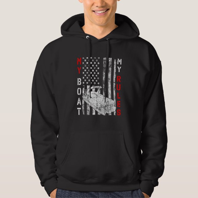 Veste À Capuche Mon bateau Mes règles American Flag Pontoon Capteu (Devant)