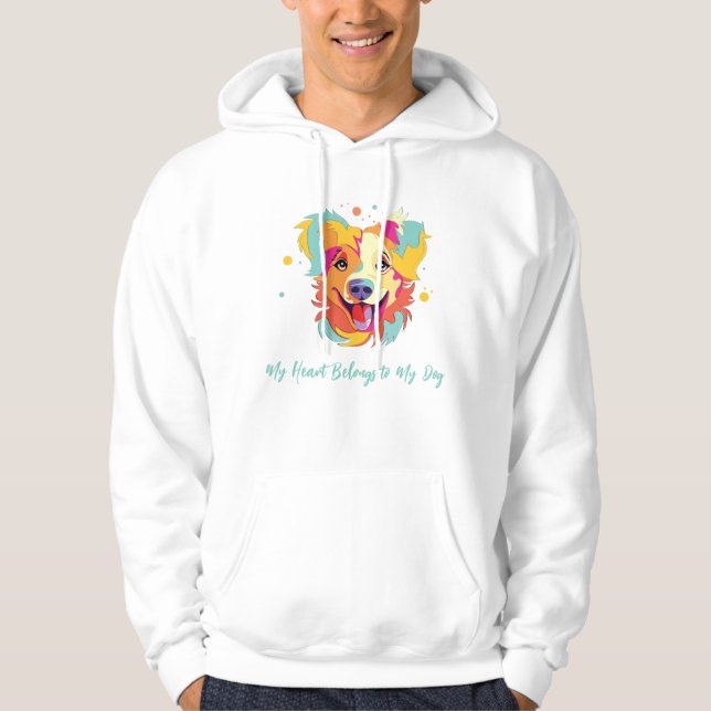Veste À Capuche Mon coeur appartient à mon chien (Devant)