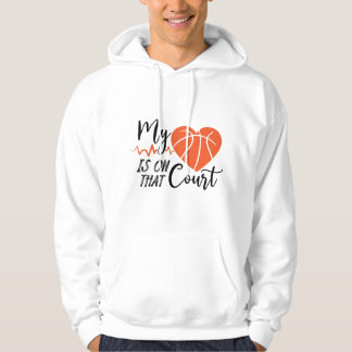 Veste À Capuche Mon Coeur Est Sur Cette Cour Idée Cadeau Basketbal