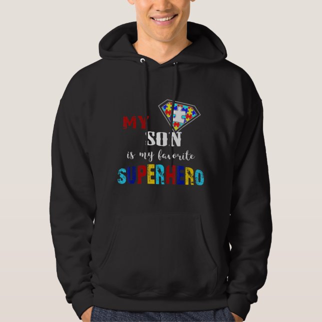 Veste À Capuche Mon Fils Est Mon Superhéros Préféré Autisme Don 8  (Devant)