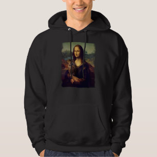 Veste À Capuche Mona Lisa tenant un hibou majestueux classique Art