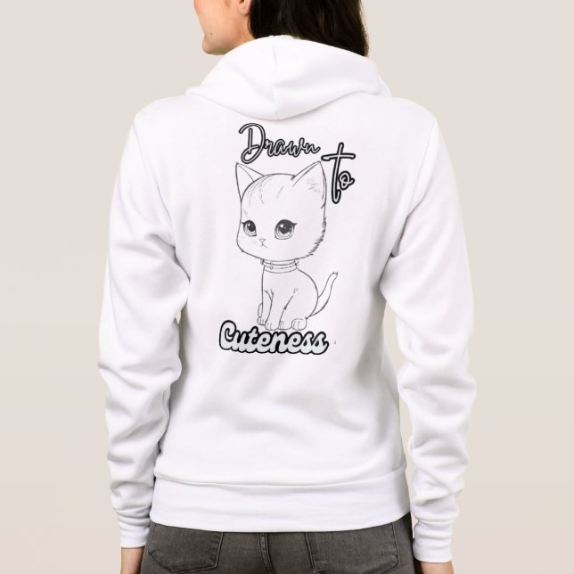 Veste À Capuche Monochrome Cute Kitten Sketch Art (Dos)