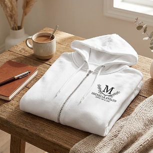 Veste À Capuche Monogramme de nom personnalisé en noir et blanc Âg