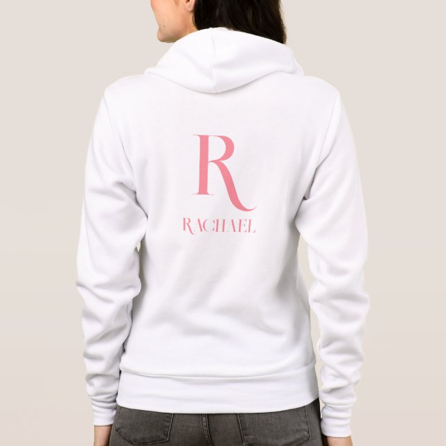 Veste À Capuche Monogramme Nom Moderne Design Rose (Dos)