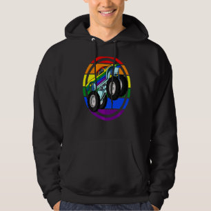 Veste À Capuche Monster Truck Lgbt Q Retro Rainbow Flag Gay pride
