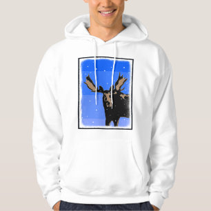 Veste À Capuche Moose en hiver - Art original de la faune