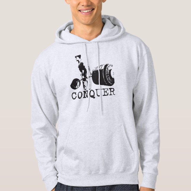 Veste À Capuche Motivation Bodybuilding - Conquérir (Devant)
