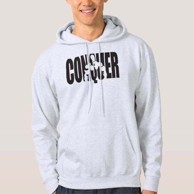 Veste À Capuche Motivation de la musculation - CONQUER (Devant)