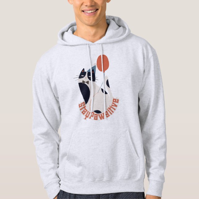 Veste À Capuche Motivational Cat Pun Stay Pawsitive Gift Hoodie (Devant)