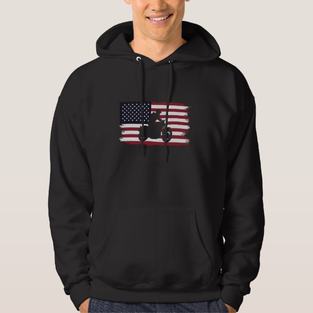 Veste À Capuche Moto Biker Drapeau USA Moto (Devant)