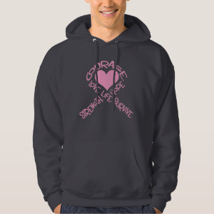 Veste À Capuche Mots Ruban rose Cancer du sein Sweatshirt capoté