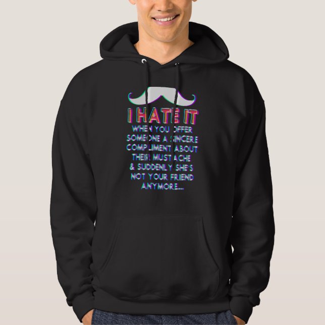 Veste À Capuche Moustache Compliment Humour de cheveux faciale Bla (Devant)