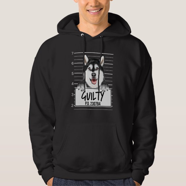 Veste À Capuche Mugshot de Malamute d'Alaska Chien Coupable (Devant)