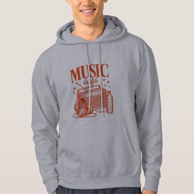 Veste À Capuche Music Is Life Vintage Design (Devant)