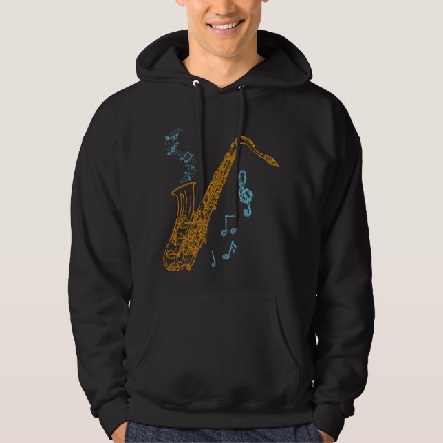 Veste À Capuche Musicien saxophone Jazz Music Art (Devant)