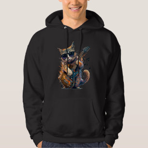 Veste À Capuche Musique cool et chats Chat Jouer de la guitare Mus