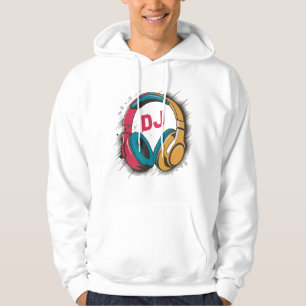 Veste À Capuche Musique DJ couleur casque blanc