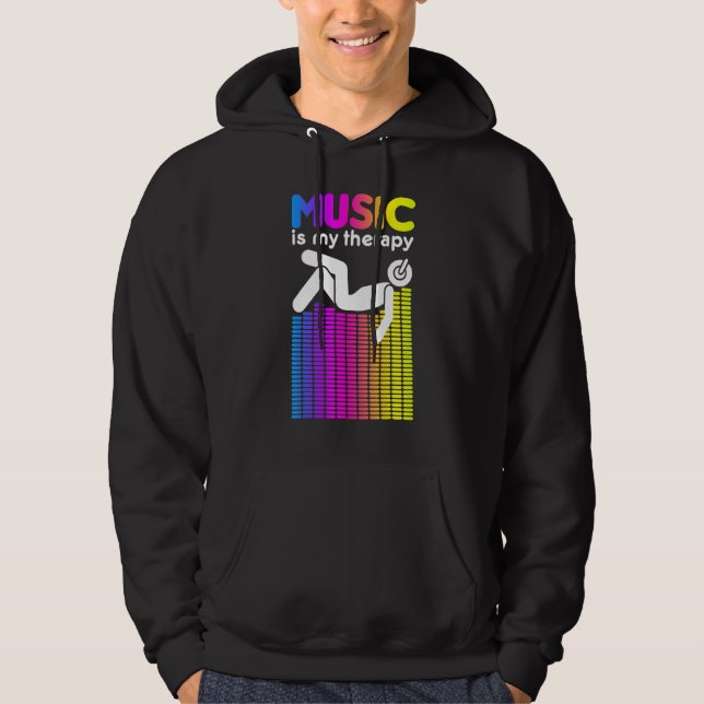Veste À Capuche Musique Est Mon Equalizer Thérapeutique Dj Rainbow (Devant)