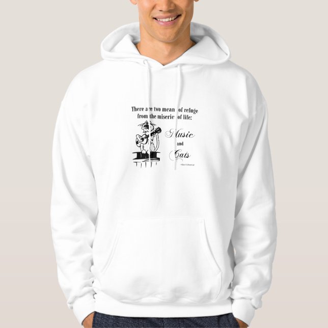 Veste À Capuche Musique et chats 2 - Citation de Schweitzer (Devant)