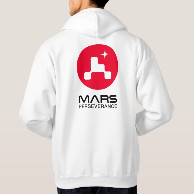 Veste À Capuche NASA Mars Perseverance Rover Logo Rocket White (Dos)