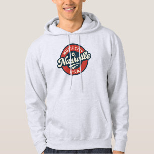 Veste À Capuche Nashville Music City USA Insigne rétro - Vintage