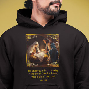 Veste À Capuche Nativité de Noël Sainte Famille Religieuse Luc 2:1