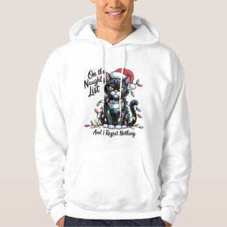 Veste À Capuche Naughty Cat Christmas T-Shirt – Funny Santa Hat 