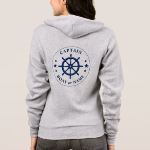 Veste À Capuche Navires Helm Wheel Stars Capitaine ou nom de batea