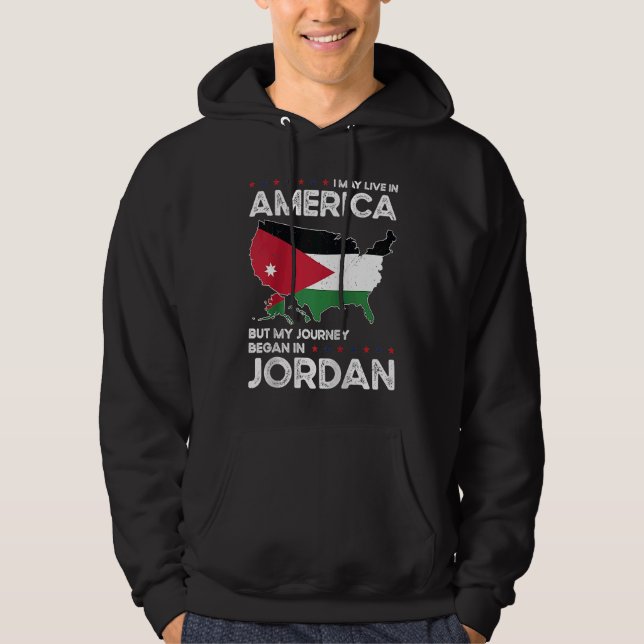 Veste À Capuche Né Jordanien Jordanie Amérique USA Citoyenneté Rag (Devant)