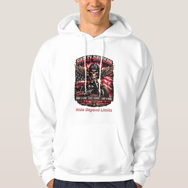 Veste À Capuche Né pour rouler, construit pour diriger, crâne de m (Devant)