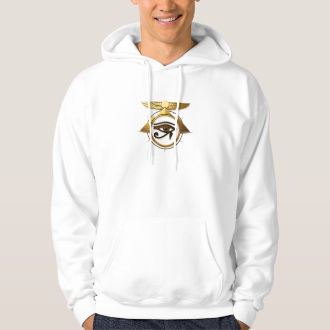 Veste À Capuche NeoAnkh 3D Œil d'Horus & Disque solaire ailé (Devant)